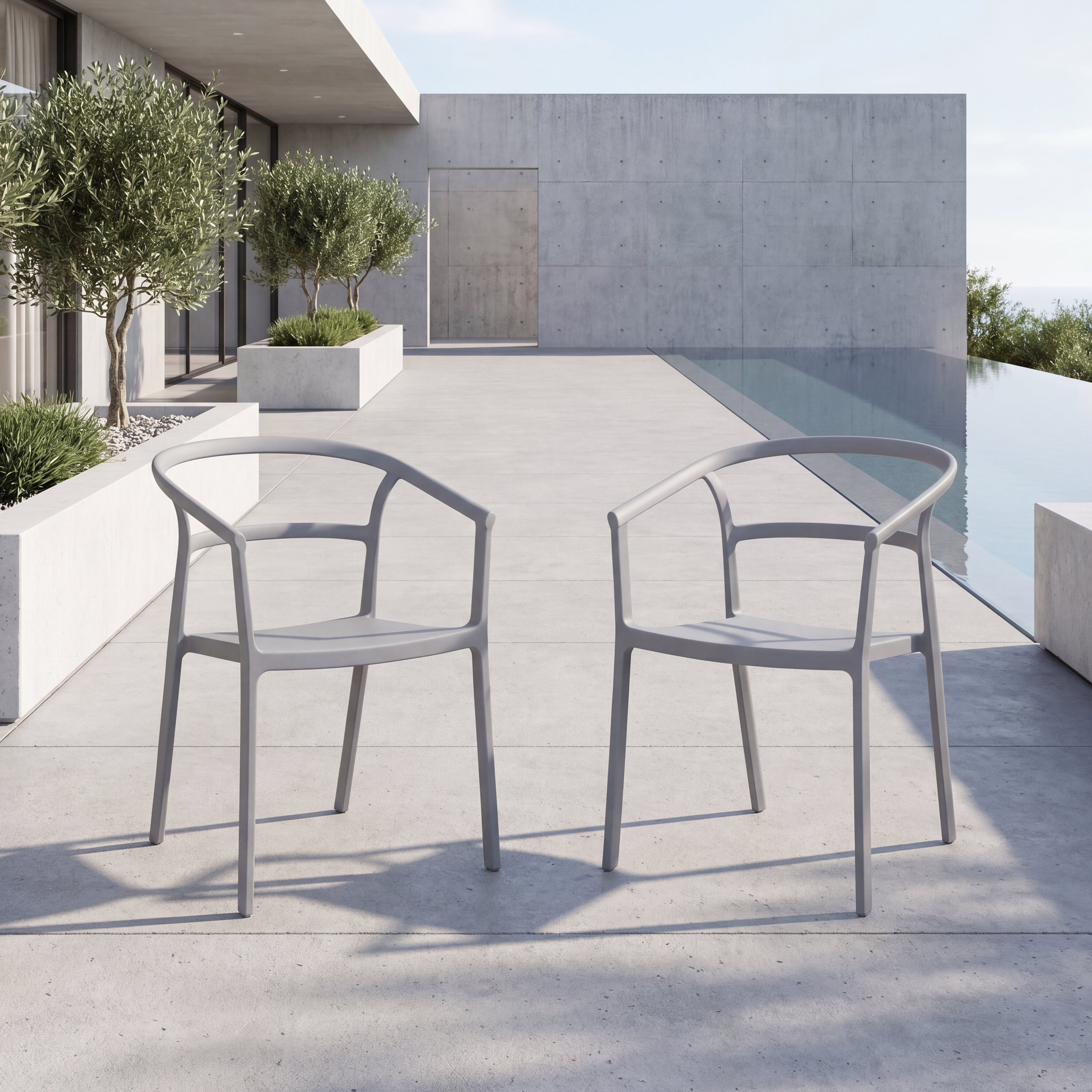 Silla Porto, Gris, Con espaldar minimalista y diseño Moderno X2