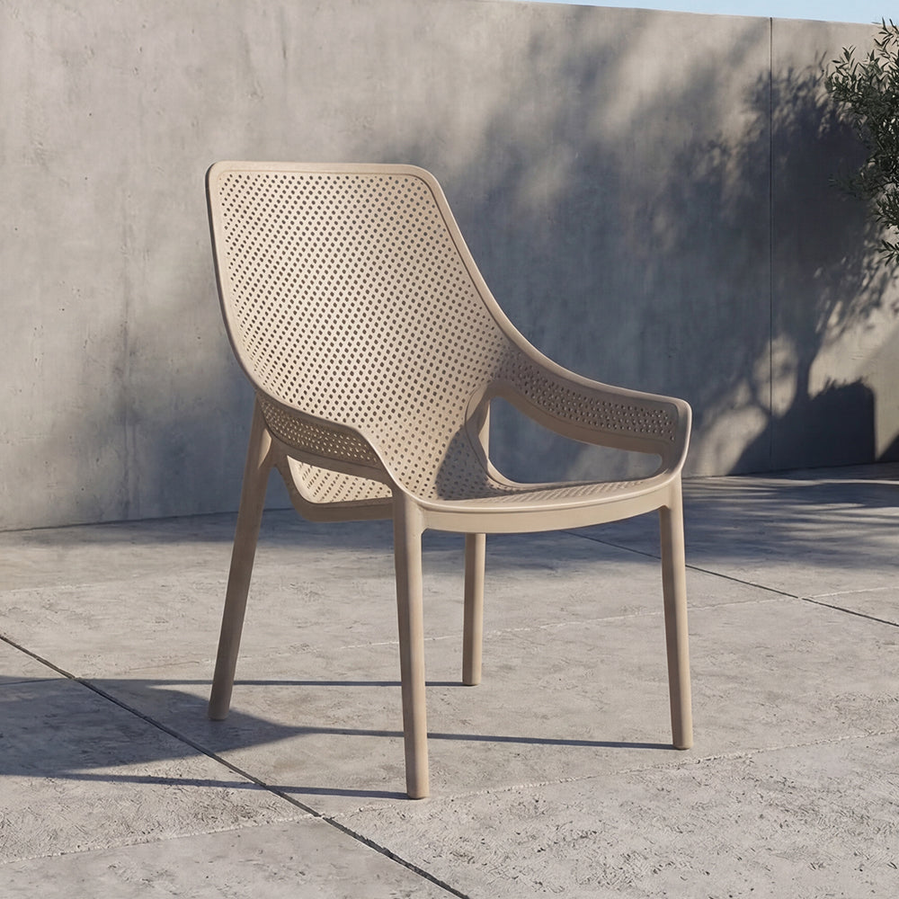 Silla Lounge Ibiza, Taupe, con Espaldar y Reposa Brazos