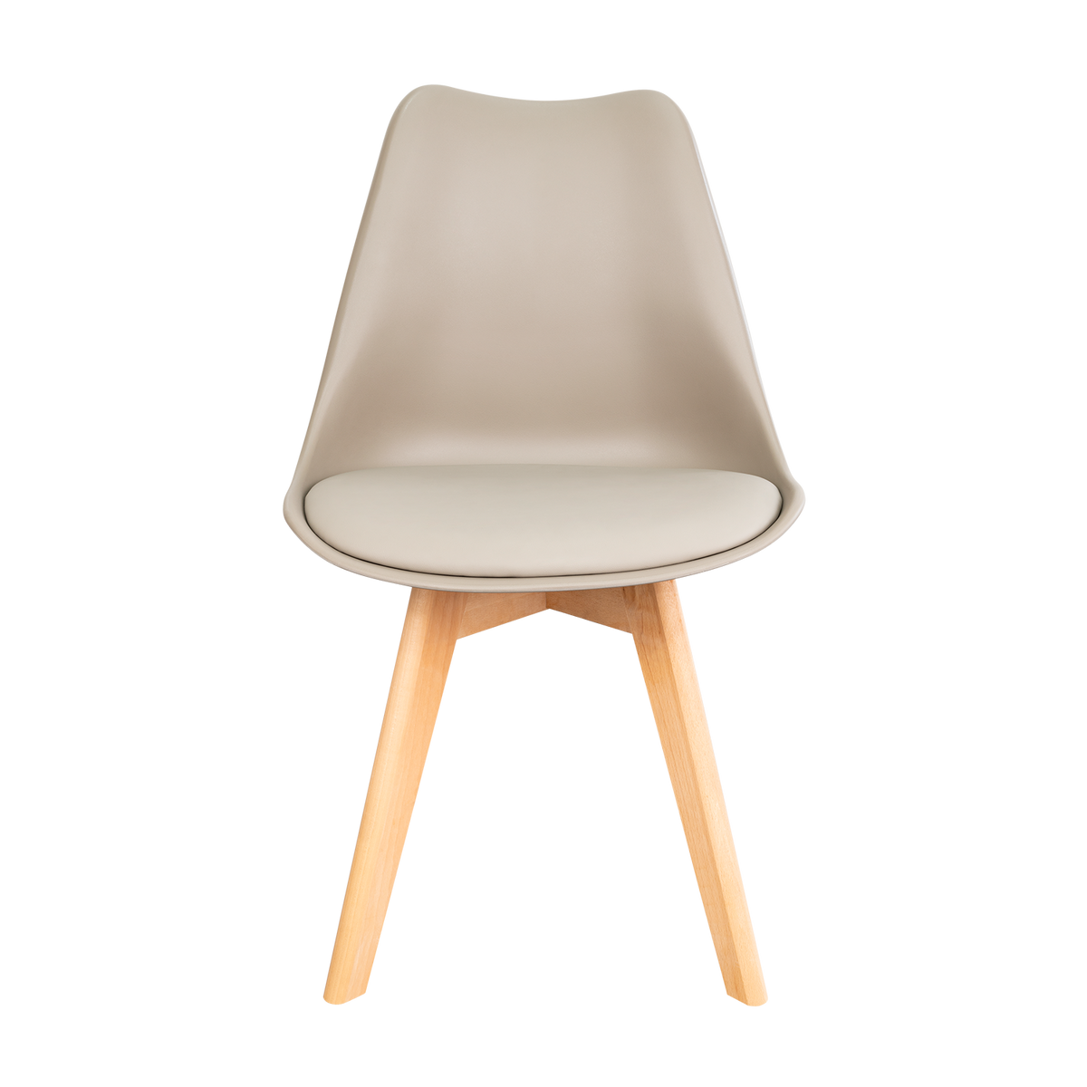 Silla Fyn, Taupe, Diseño Minimalista con Espaldar, Cojín y Patas de Madera