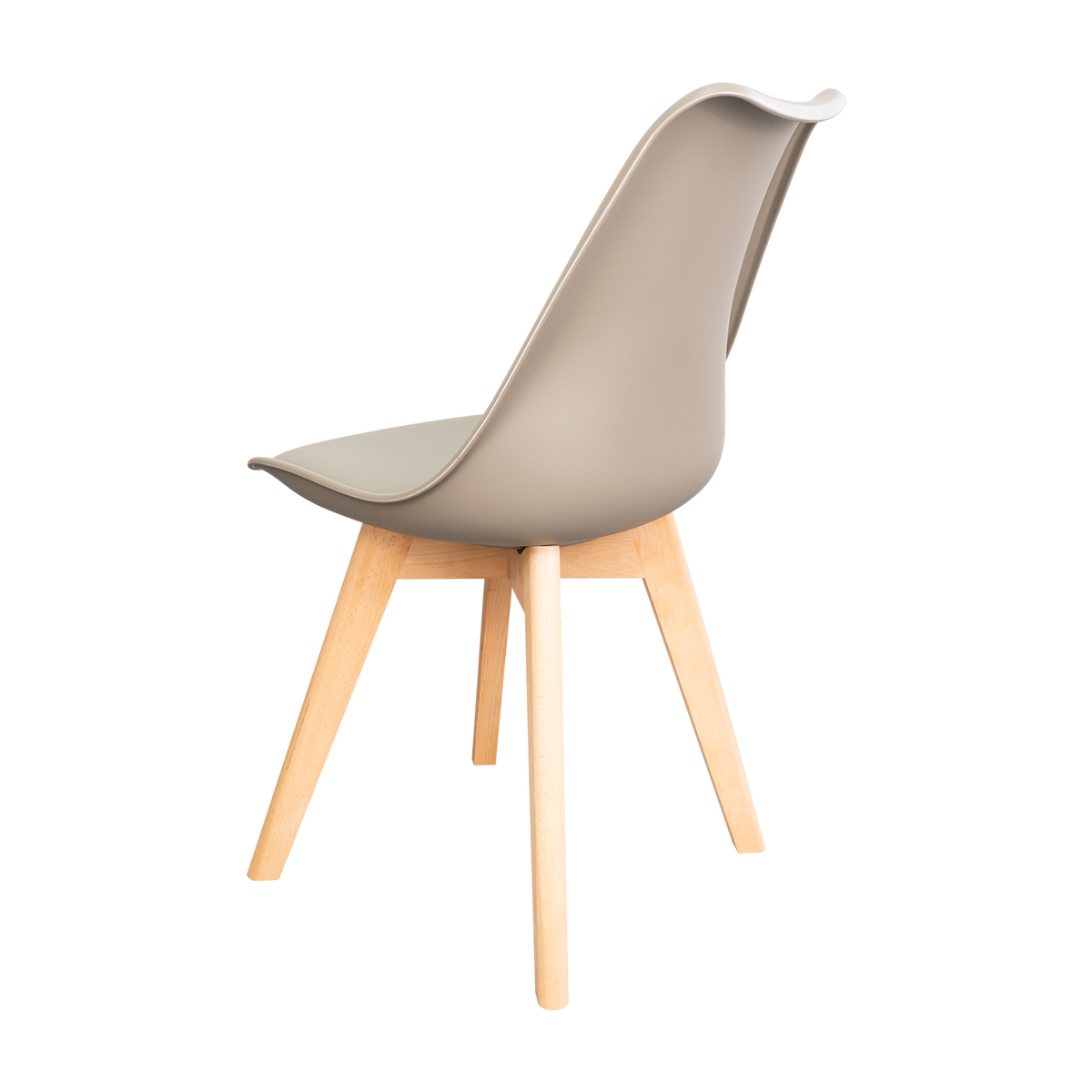 Silla Fyn, Taupe, Diseño Minimalista con Espaldar, Cojín y Patas de Madera