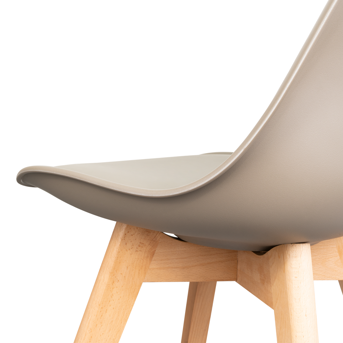 Silla Fyn, Taupe, Diseño Minimalista con Espaldar, Cojín y Patas de Madera