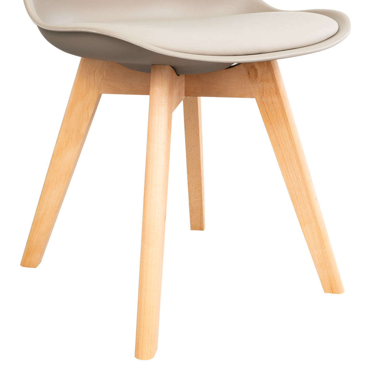 Silla Fyn, Taupe, Diseño Minimalista con Espaldar, Cojín y Patas de Madera
