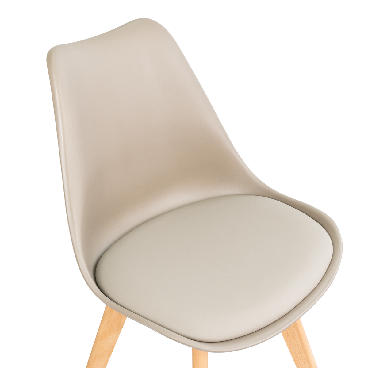 Silla Fyn, Taupe, Diseño Minimalista con Espaldar, Cojín y Patas de Madera
