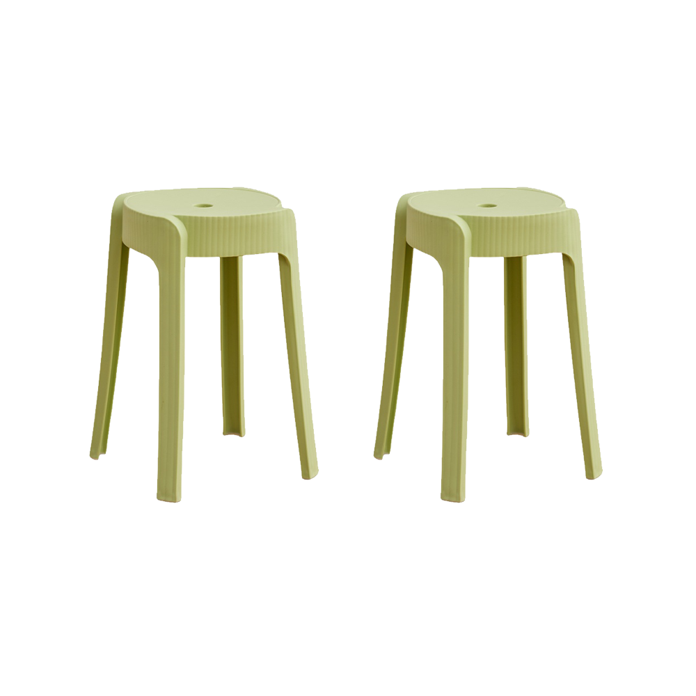 Set de 2 Butacos Apilable Maison, Color Verde Oliva, Diseño Moderno