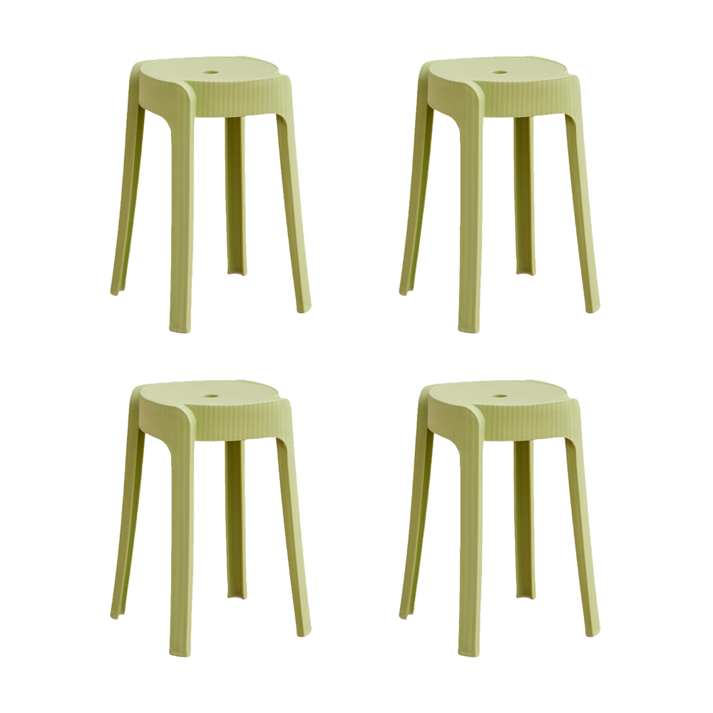 Set de 4 Butacos Apilable Maison, Color Verde Oliva, Diseño Moderno