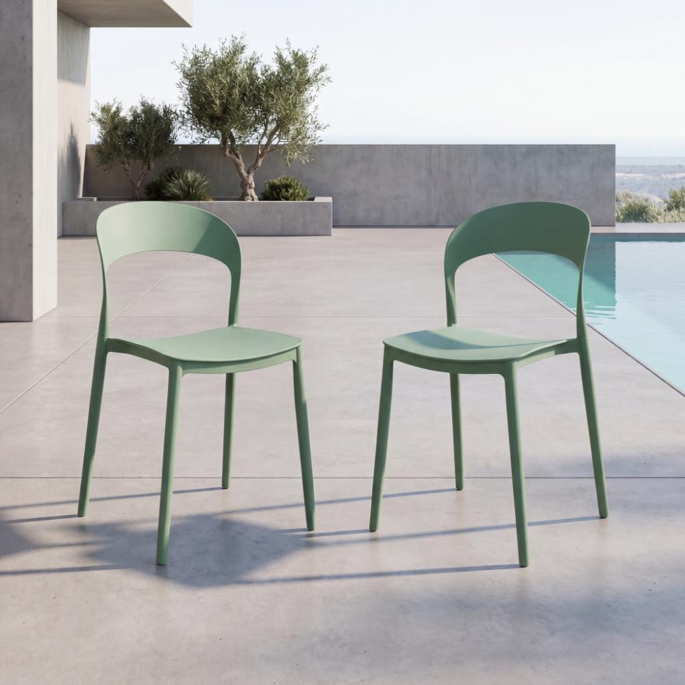 Silla Patrick, Color Verde Oliva, Con espaldar y diseño Moderno X2