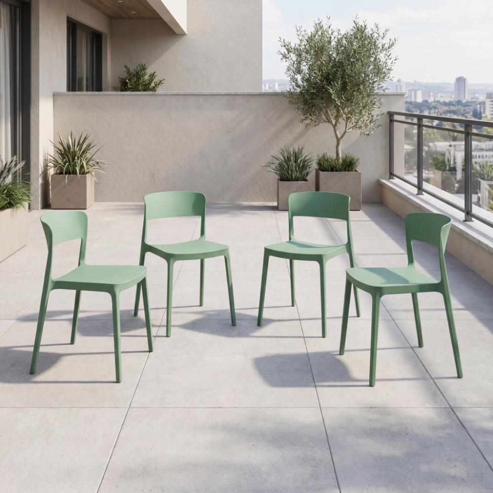 Silla Monaco, Color Verde Oliva, Con Espaldar y Diseño Moderno X4