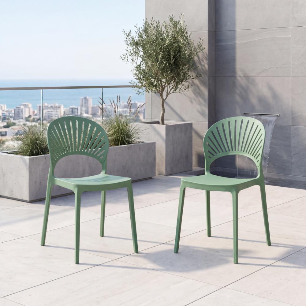 Silla Paraiso, Color Verde Oliva, Con espaldar y Diseño moderno X2