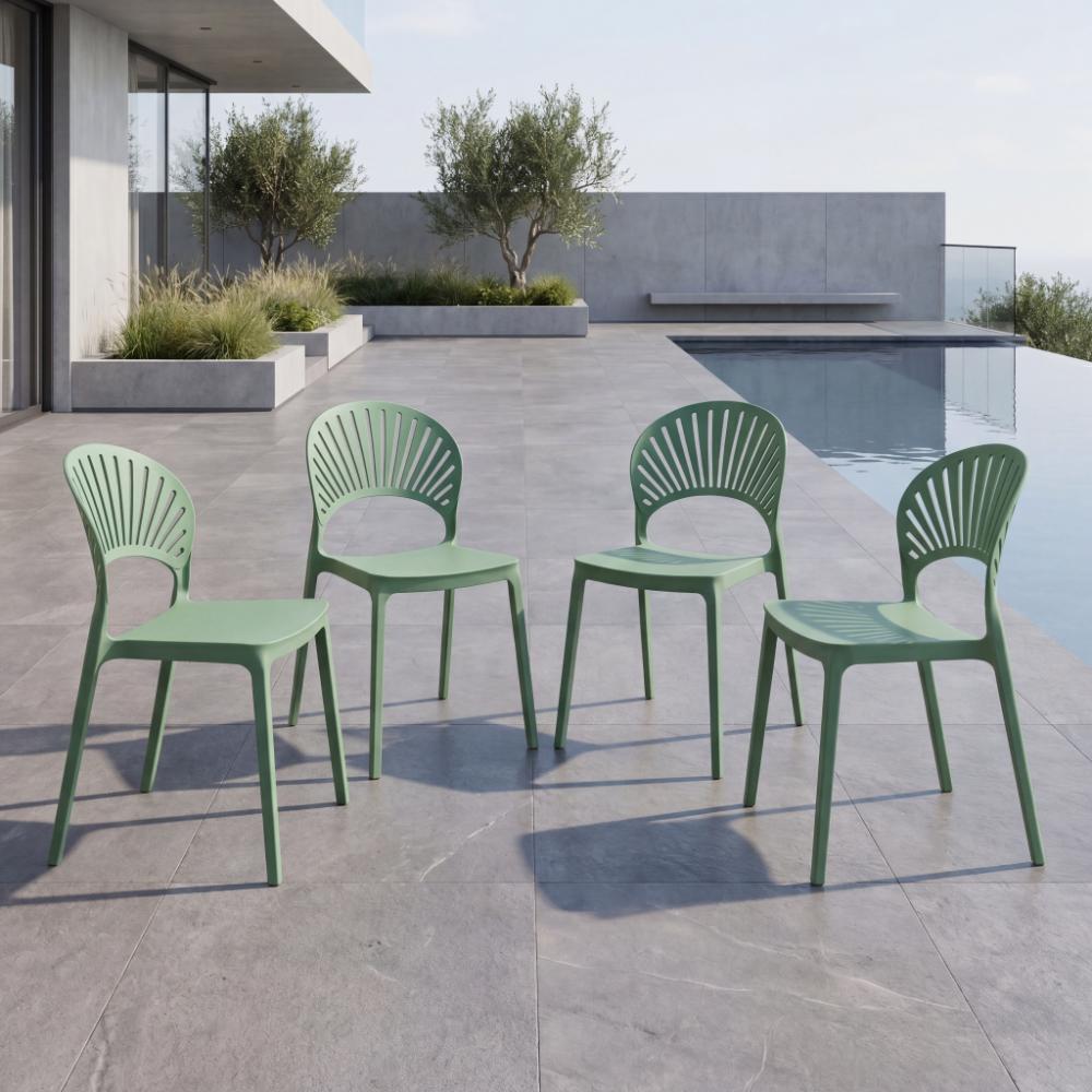 Silla Paraiso, Color Verde Oliva, Con espaldar y Diseño moderno X4
