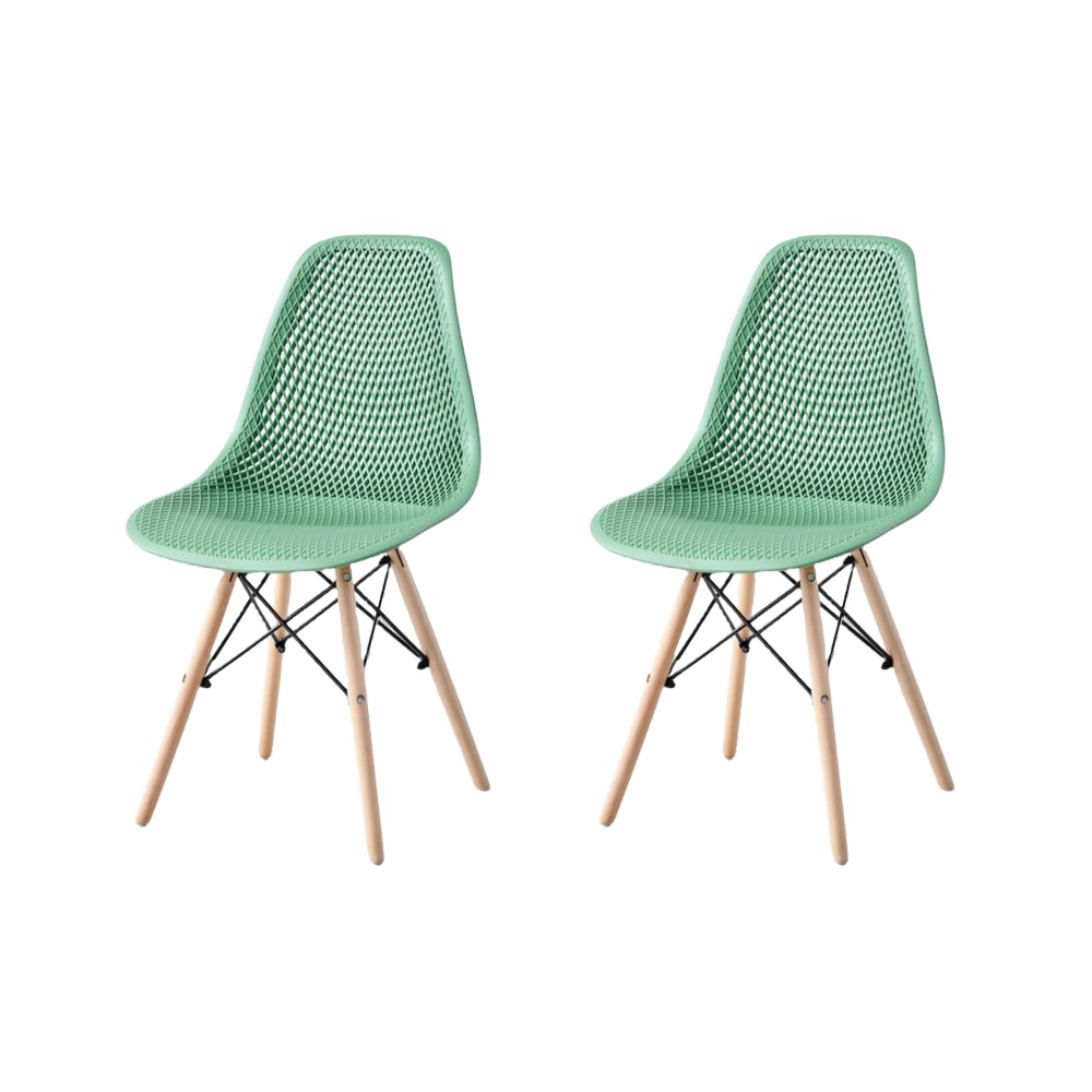 Silla Aira, Color Verde Oliva, Con espaldar y patas en Madera X2