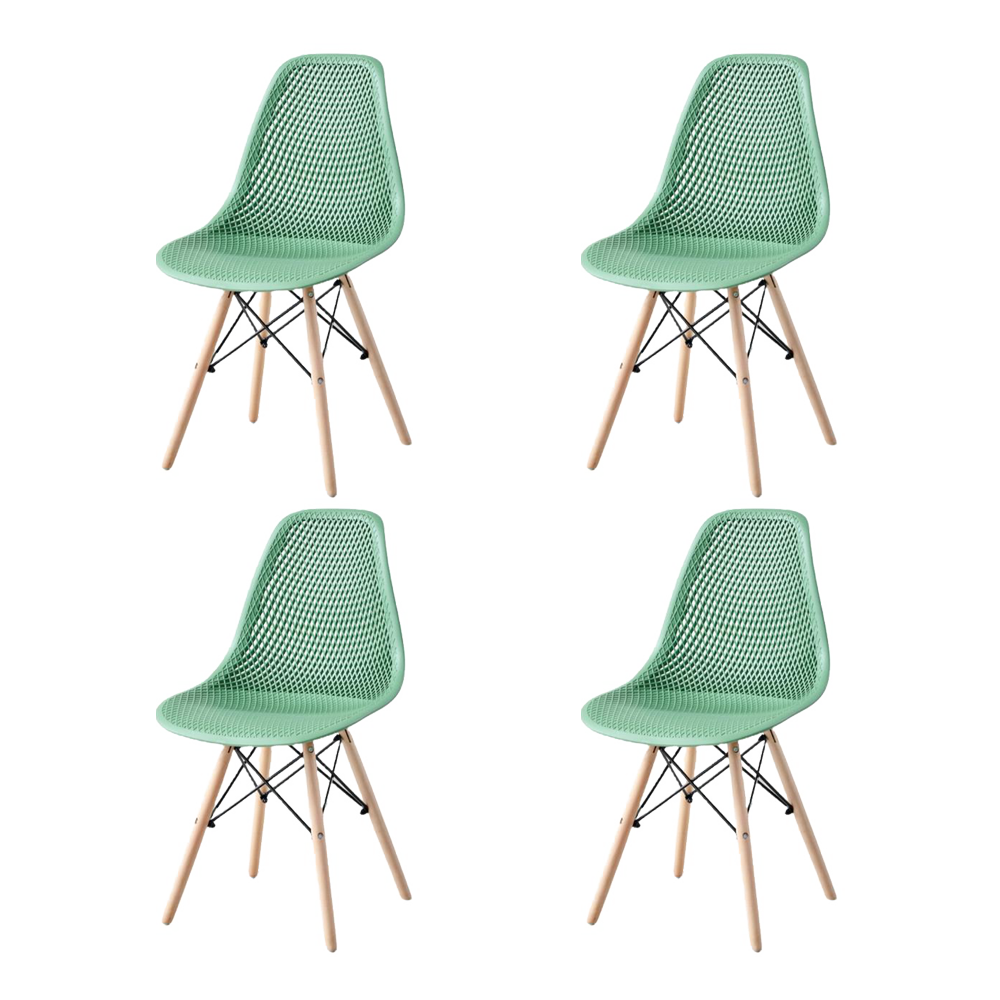 Silla Aira, Color Verde Oliva, Con espaldar y patas en Madera X4