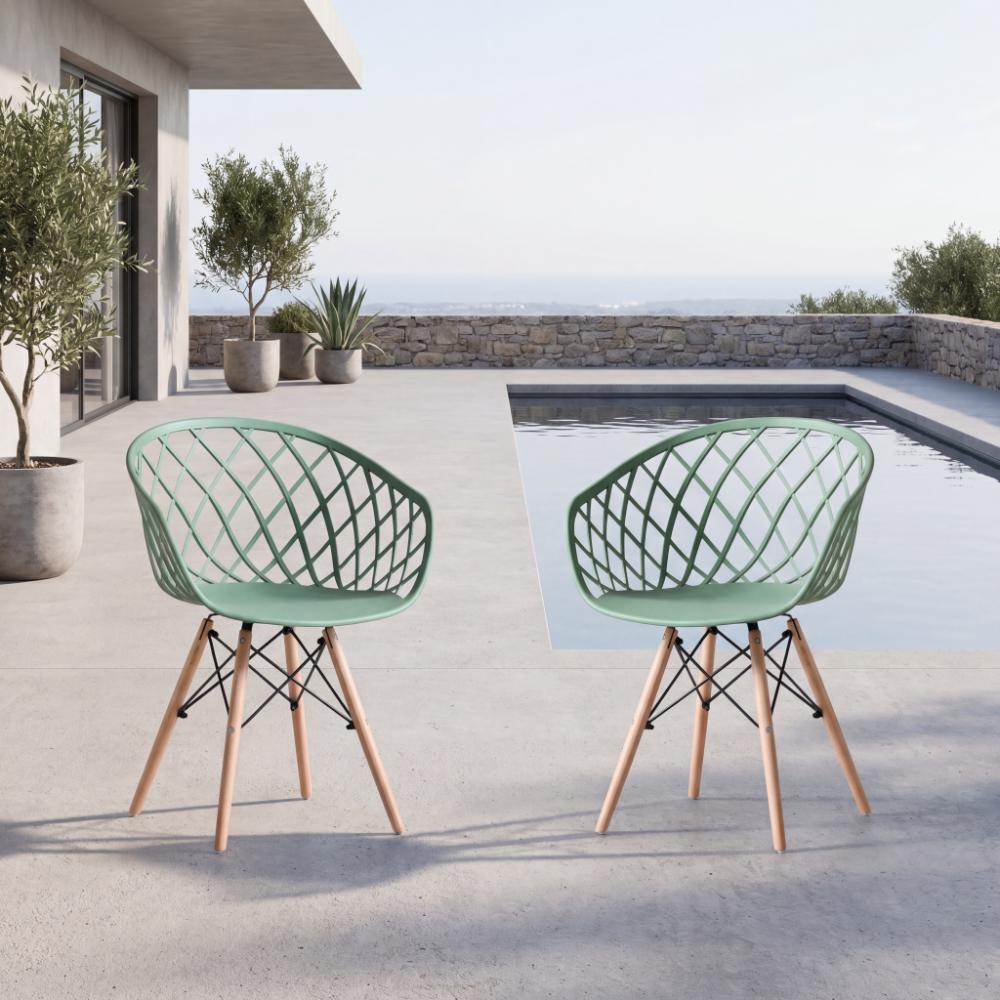 Set de 2 Sillas Oasis con Brazos, Color Verde Olivo, con Espaldar