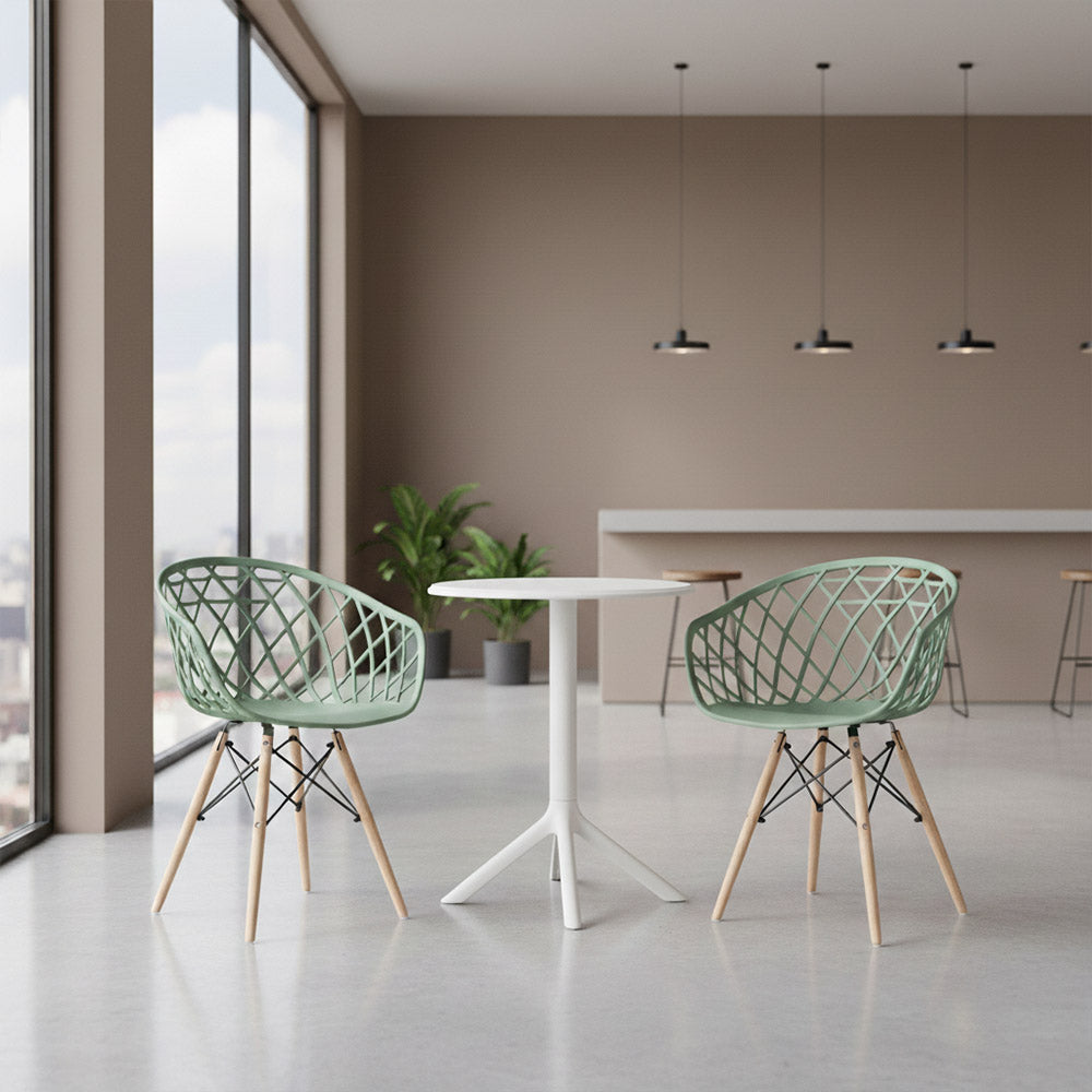 Set de 2 Sillas Oasis con Brazos, Color Verde Olivo, con Espaldar