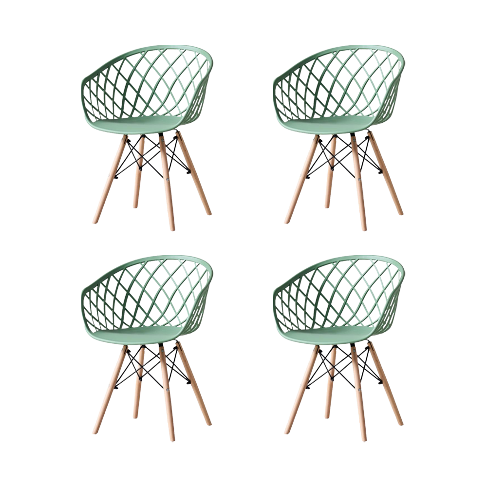Set de 4 Sillas Oasis con Brazos, Color Verde Olivo, con Espaldar