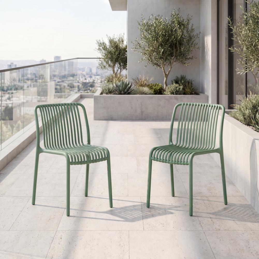 Silla Terra, Color Verde Olivo, Con espaldar X2