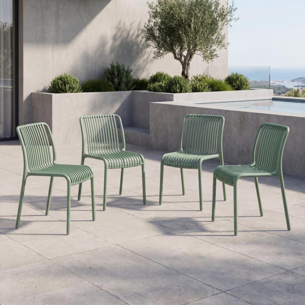 Silla Terra, Color Verde Olivo, Con espaldar X4
