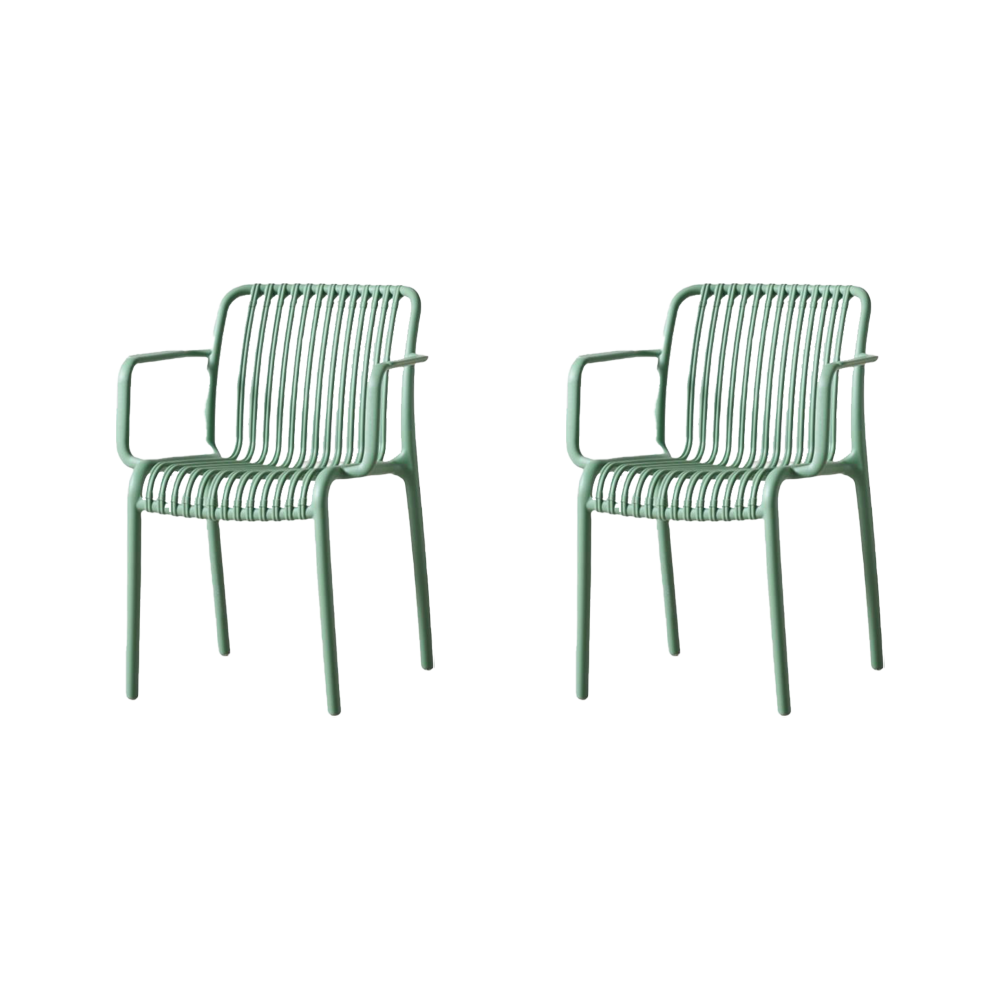Set de 2 Sillas Terra con Brazos, Color Verde Olivo, con Espaldar
