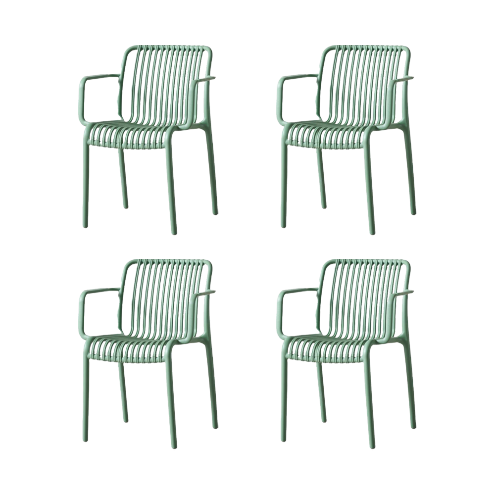 Silla Terra con Brazos, Color Verde Olivo, Con espaldar X4