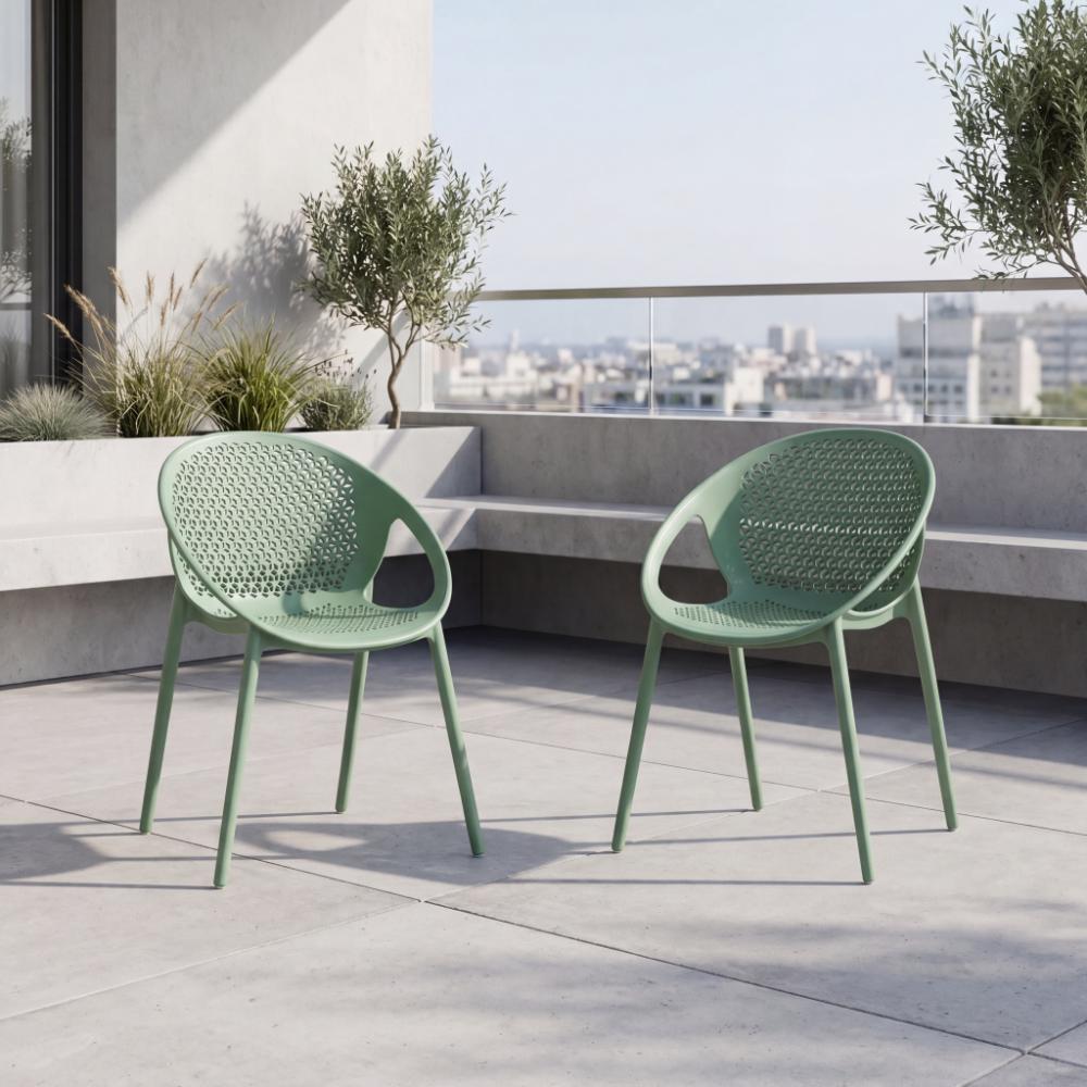 Silla Selva Con Brazos, Color Verde Olivo, Con espaldar X2