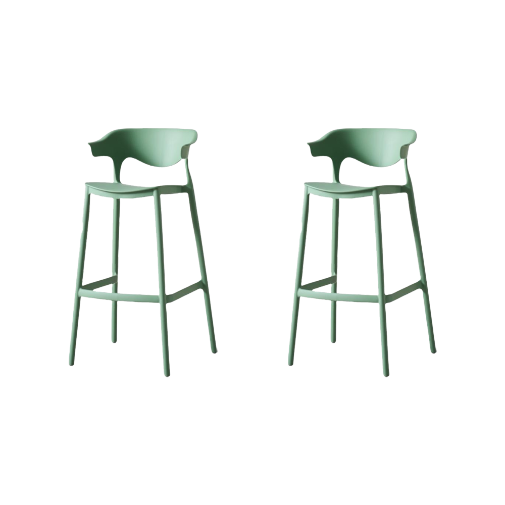 Silla para Bar Elena, Color Verde Oliva, Diseño Moderno X2