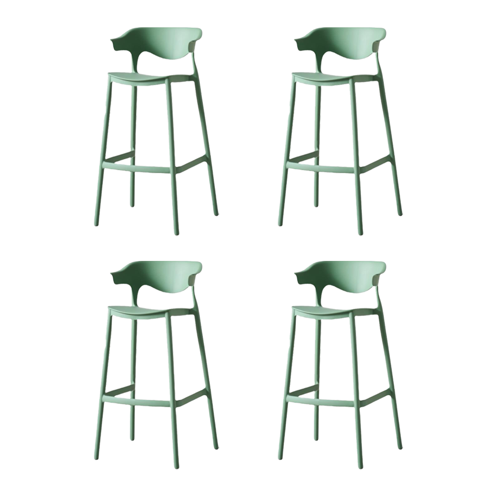 Silla para Bar Elena, Color Verde Oliva, Diseño Moderno X4