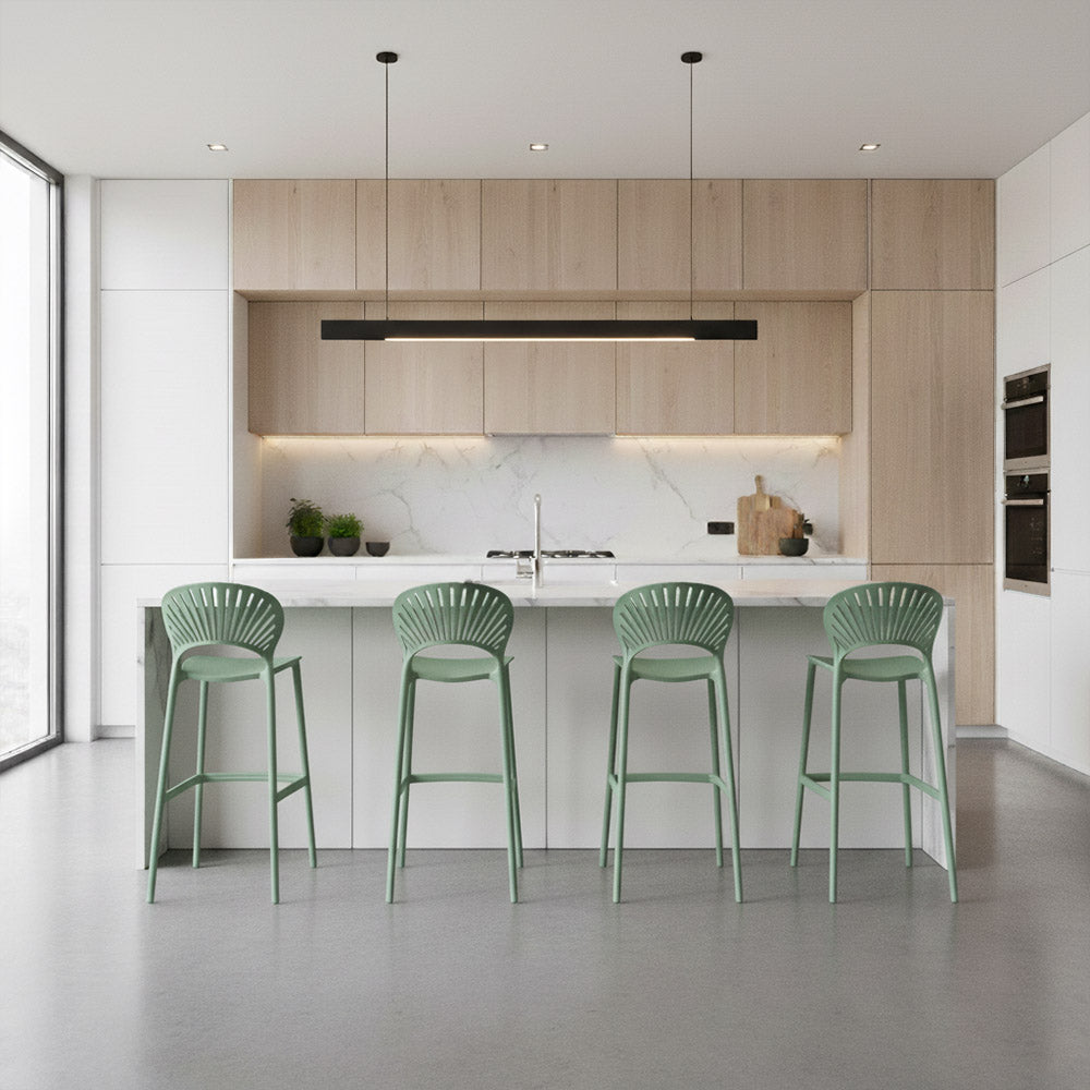 Silla para Bar Paraiso, Color Verde Olivo, Diseño moderno X4