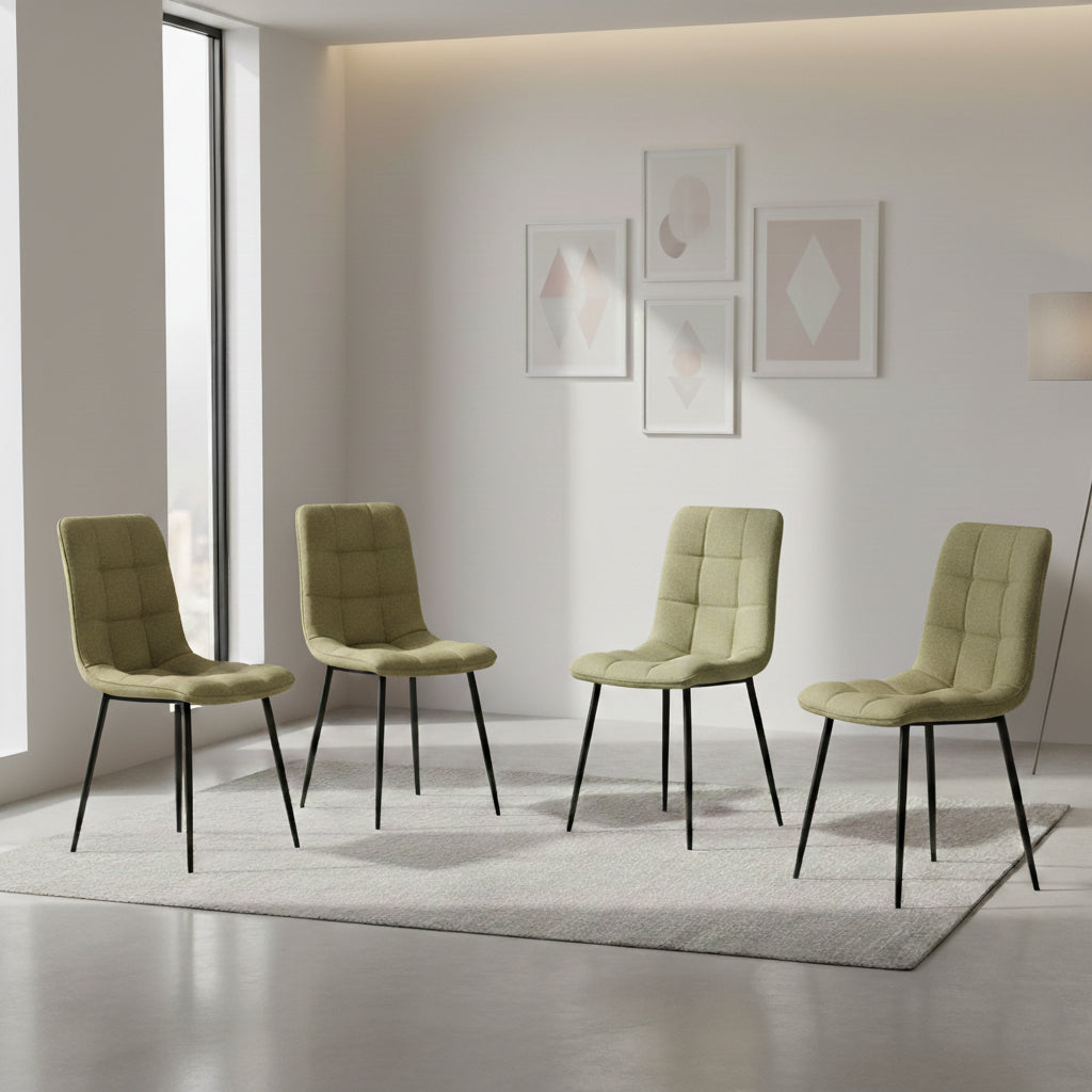 Set de 4 Sillas Flex, Color Verde, Con espaldar y diseño Moderno