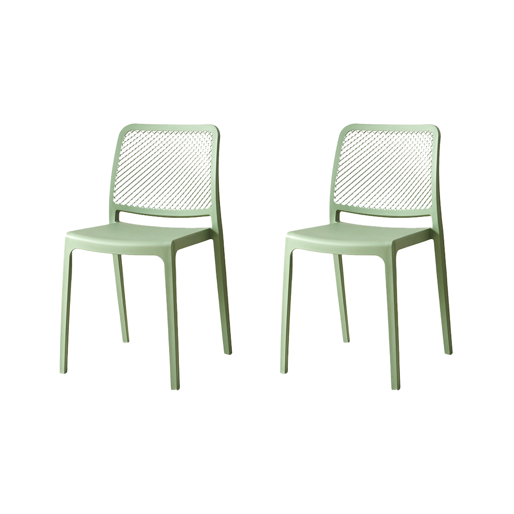 Set de 2 Sillas Manhattan, Verde, con Espaldar en Rejilla y Diseño Minimalista