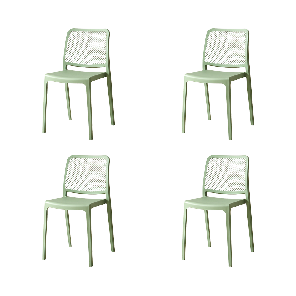 Set de 4 Sillas Manhattan, Verde, con Espaldar en Rejilla y Diseño Minimalista