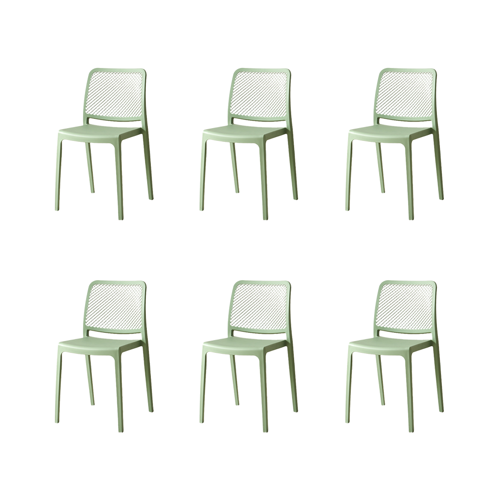 Set de 6 Sillas Manhattan, Verde, con Espaldar en Rejilla y Diseño Minimalista