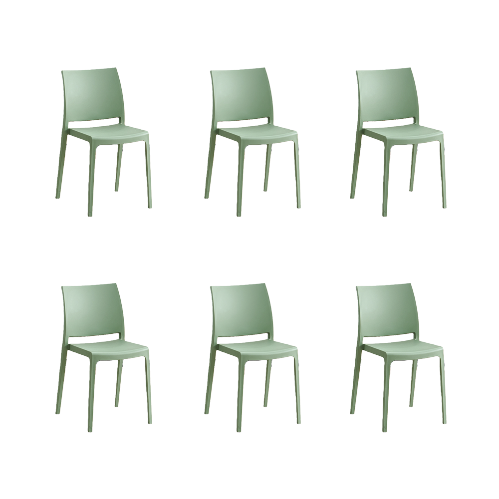 Set de 6 Sillas Soho, Verde, con Espaldar Cerrado y Diseño Minimalista