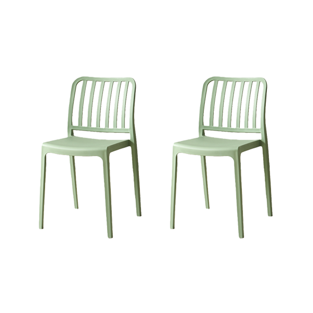 Set de 2 Sillas Brooklyn, Verde, con Espaldar en Rayas y Diseño Minimalista