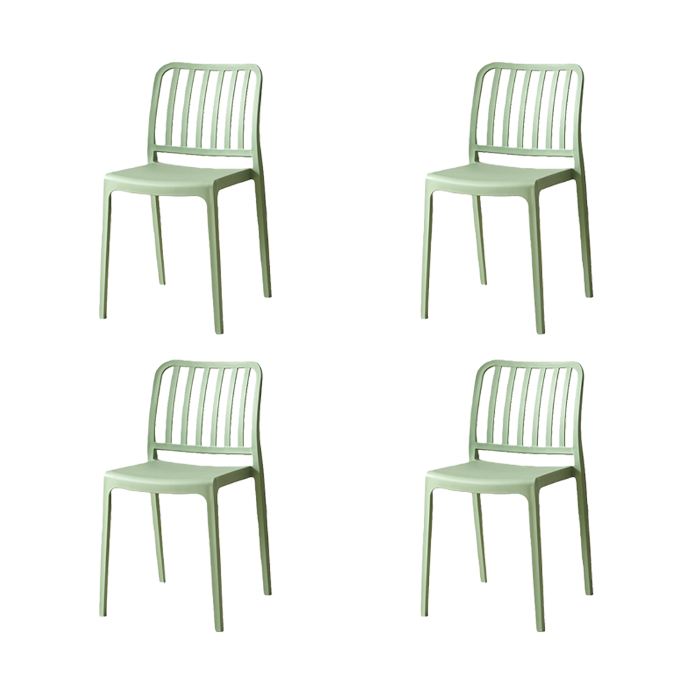 Set de 4 Sillas Brooklyn, Verde, con Espaldar en Rayas y Diseño Minimalista