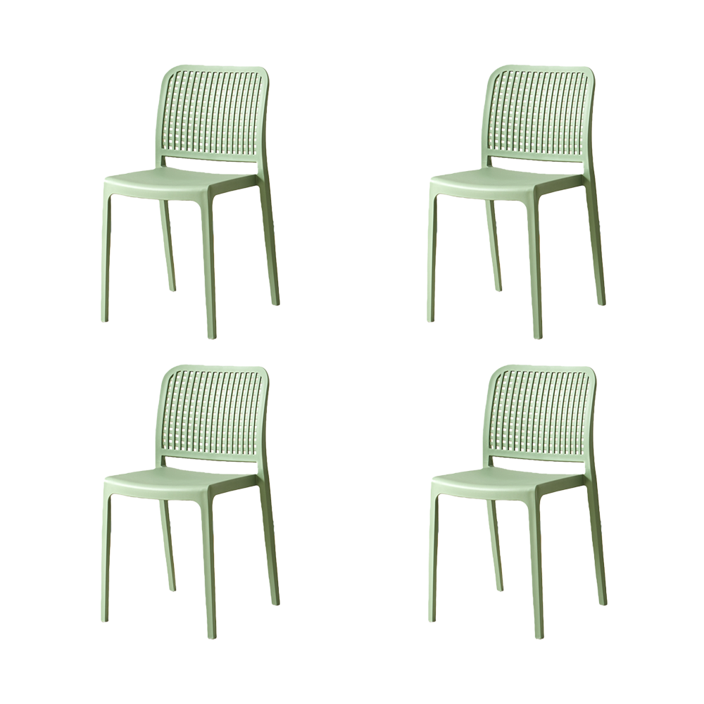 Set de 4 Sillas Bronx, Verde, con Espaldar en Cuadrados y Diseño Minimalista