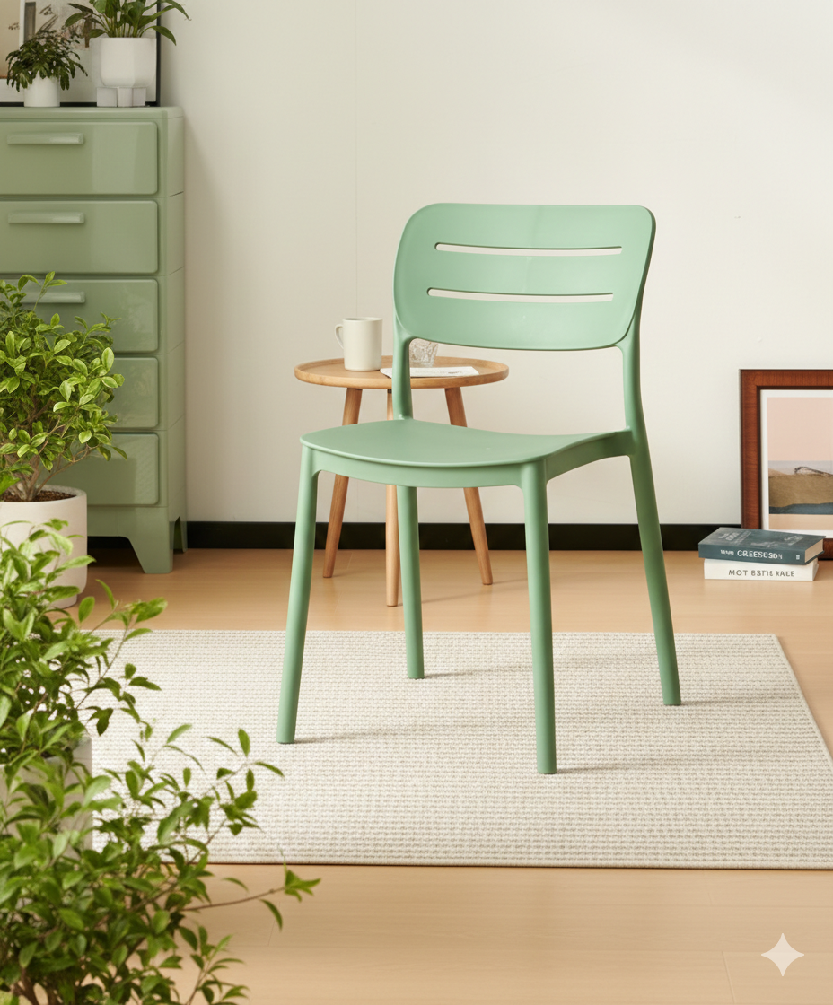 Silla Harriman, Verde, Con medio espaldar y diseño minimalista