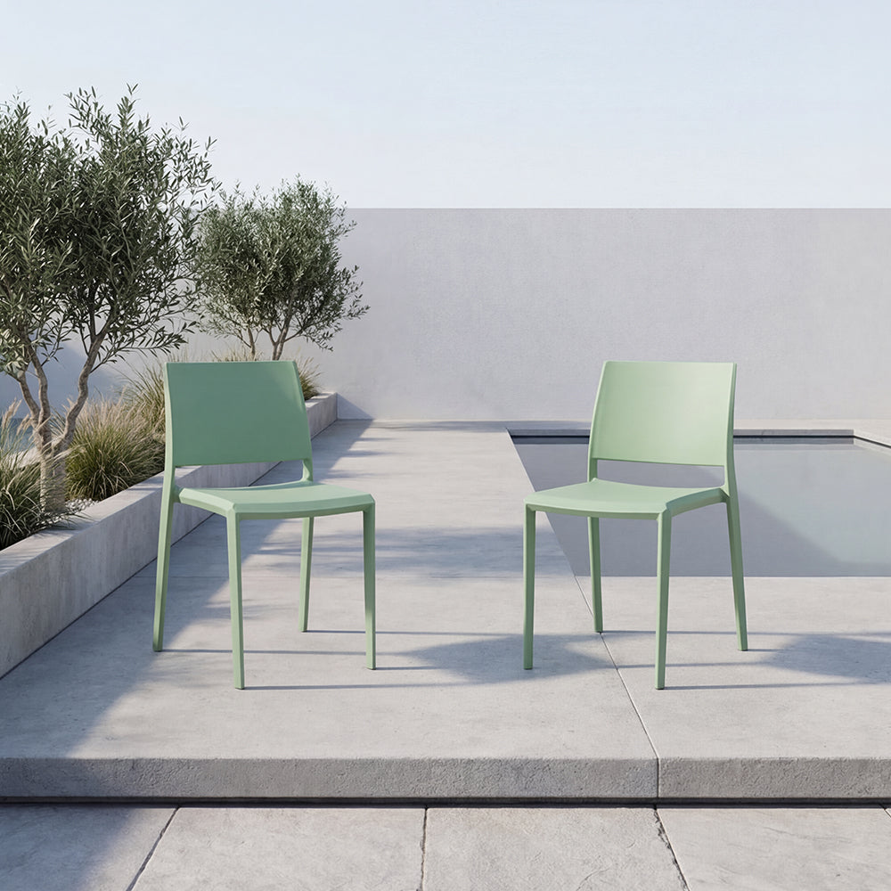 Set de 2 Sillas Toledo, Color Verde, con Espaldar Liso y Cuadrado, Diseño Moderno
