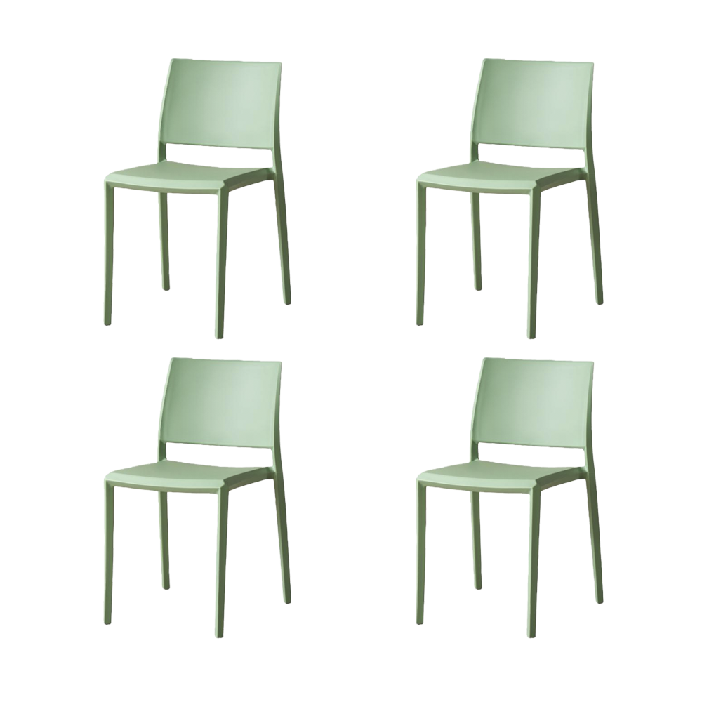 Set de 4 Sillas Toledo, Color Verde, con Espaldar Liso y Cuadrado, Diseño Moderno