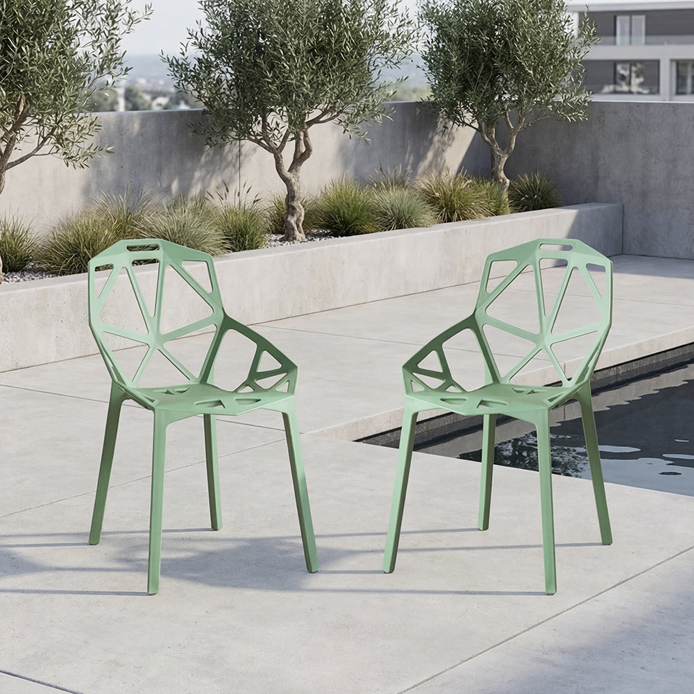 Set de 2 Sillas Roxy, Color Verde, con Espaldar y Diseño Moderno
