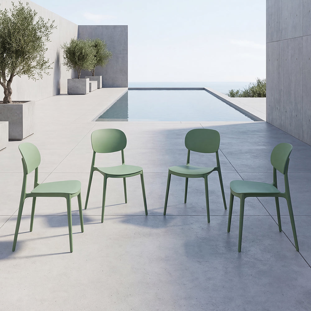 Silla Milan, Color Verde, Con espaldar y diseño Moderno X4