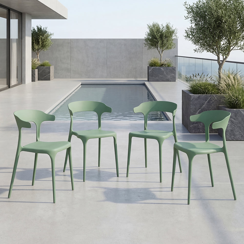 Set de 4 Sillas Elena, Color Verde, Diseño Moderno