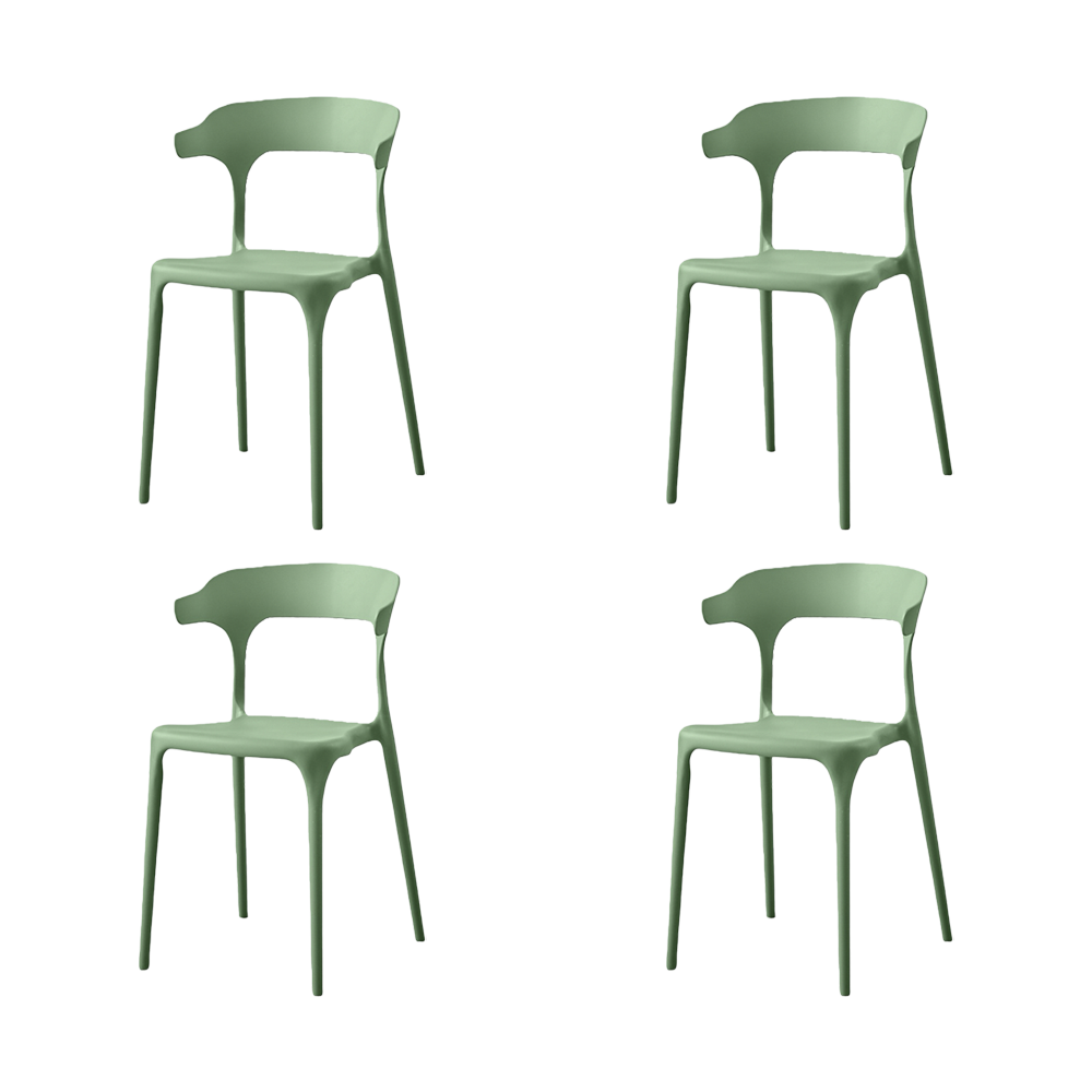 Set de 4 Sillas Elena, Color Verde, Diseño Moderno