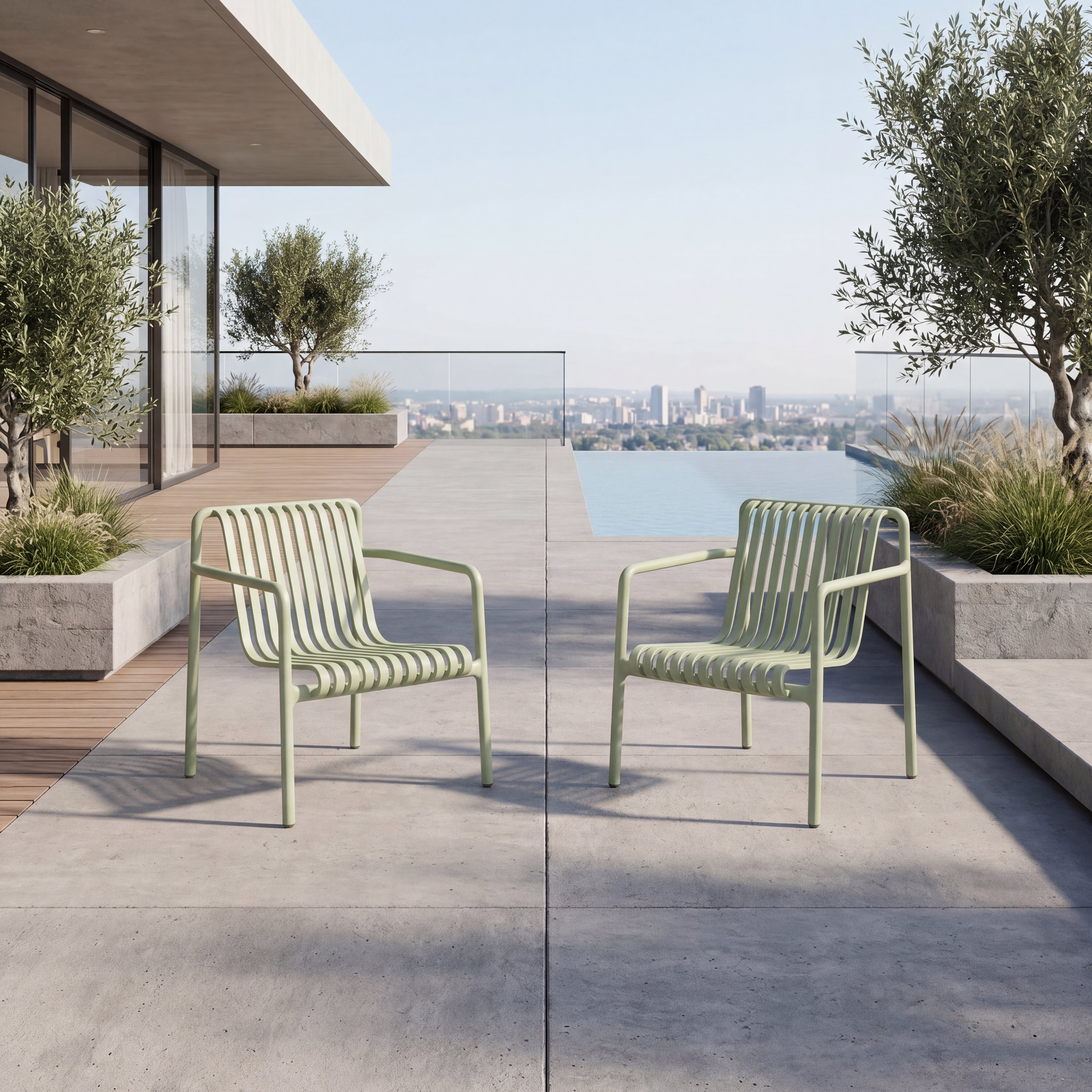 Silla Lounge Parma, Verde, Con espaldar y diseño Moderno X2