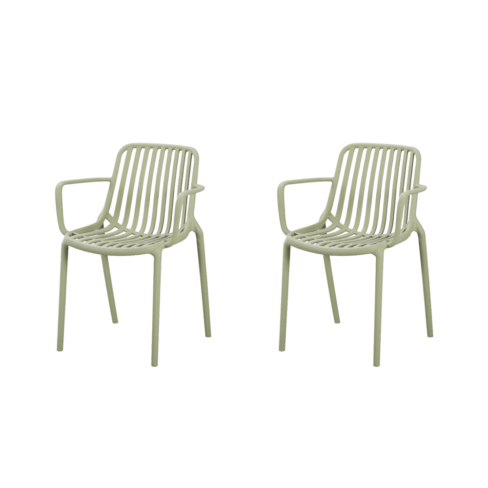 Silla Parma, Verde, Con espaldar en rayas y diseño minimalista X2