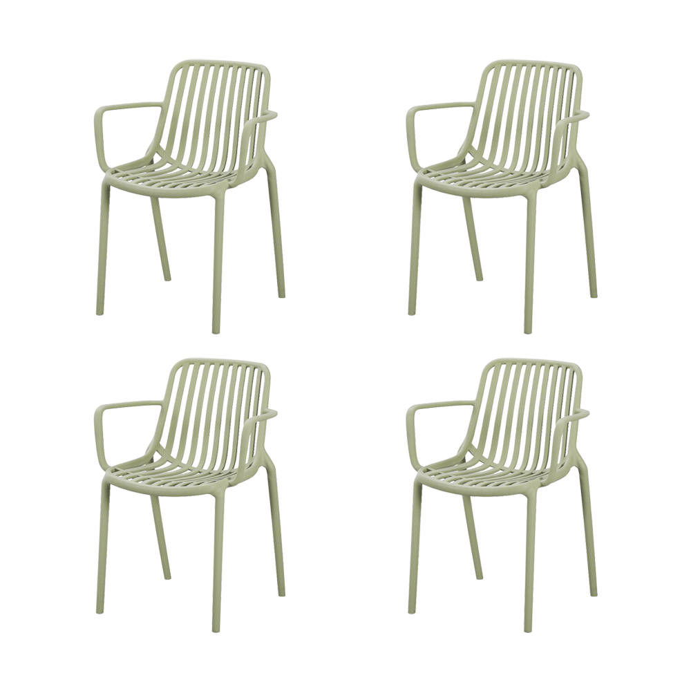 Silla Parma, Verde, Con espaldar en rayas y diseño minimalista X4