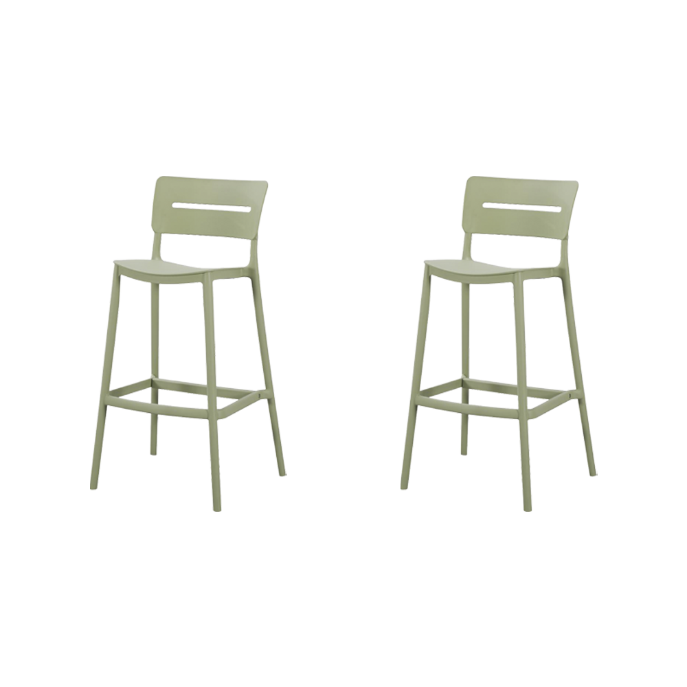 Silla para Bar Manila, Verde, Con espaldar rectangular y diseño moderno X2