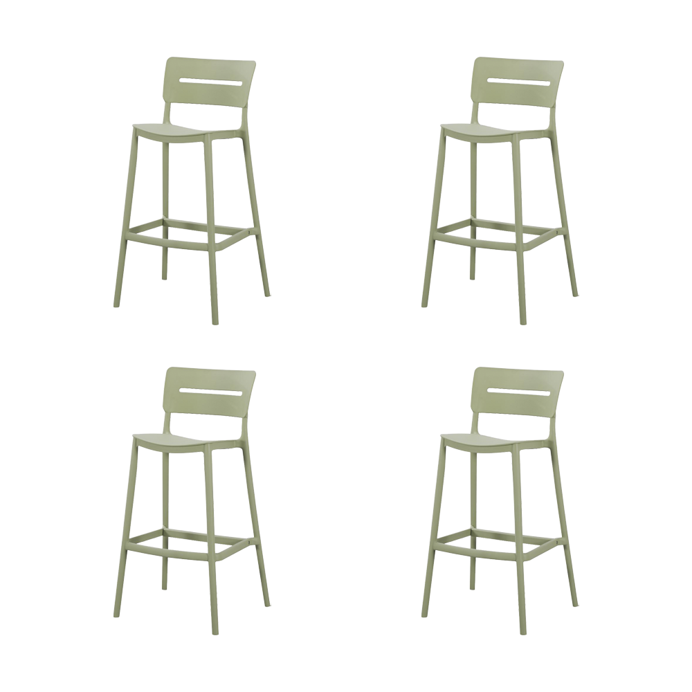 Silla para Bar Manila, Verde, Con espaldar rectangular y diseño moderno X4