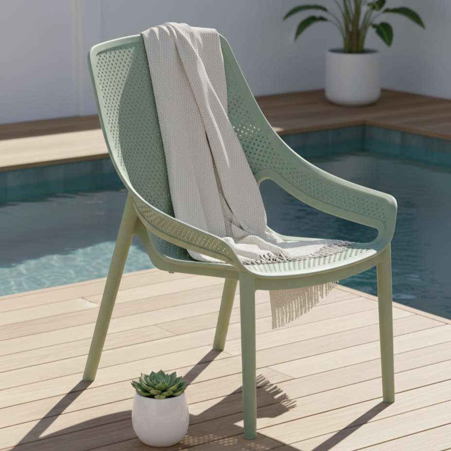Silla Lounge Ibiza, Verdematcha, con espaldar y reposa brazos X2