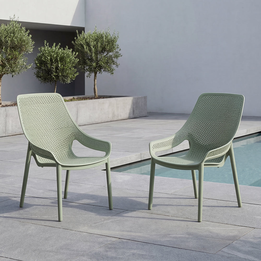 Silla Lounge Ibiza, Verdematcha, con espaldar y reposa brazos X2