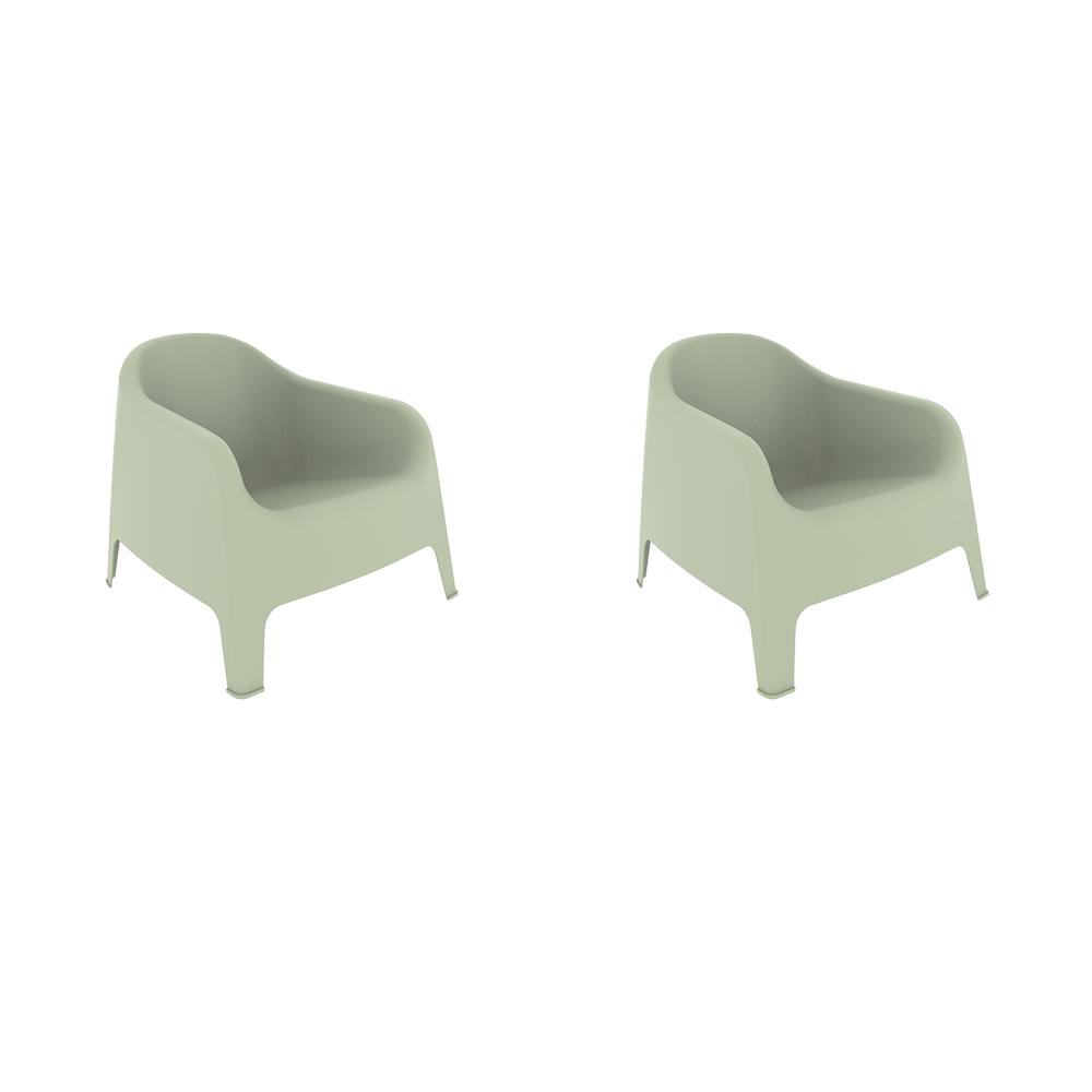 Silla Lounge Sun, Verdematcha, cómoda para terraza o jardín X2