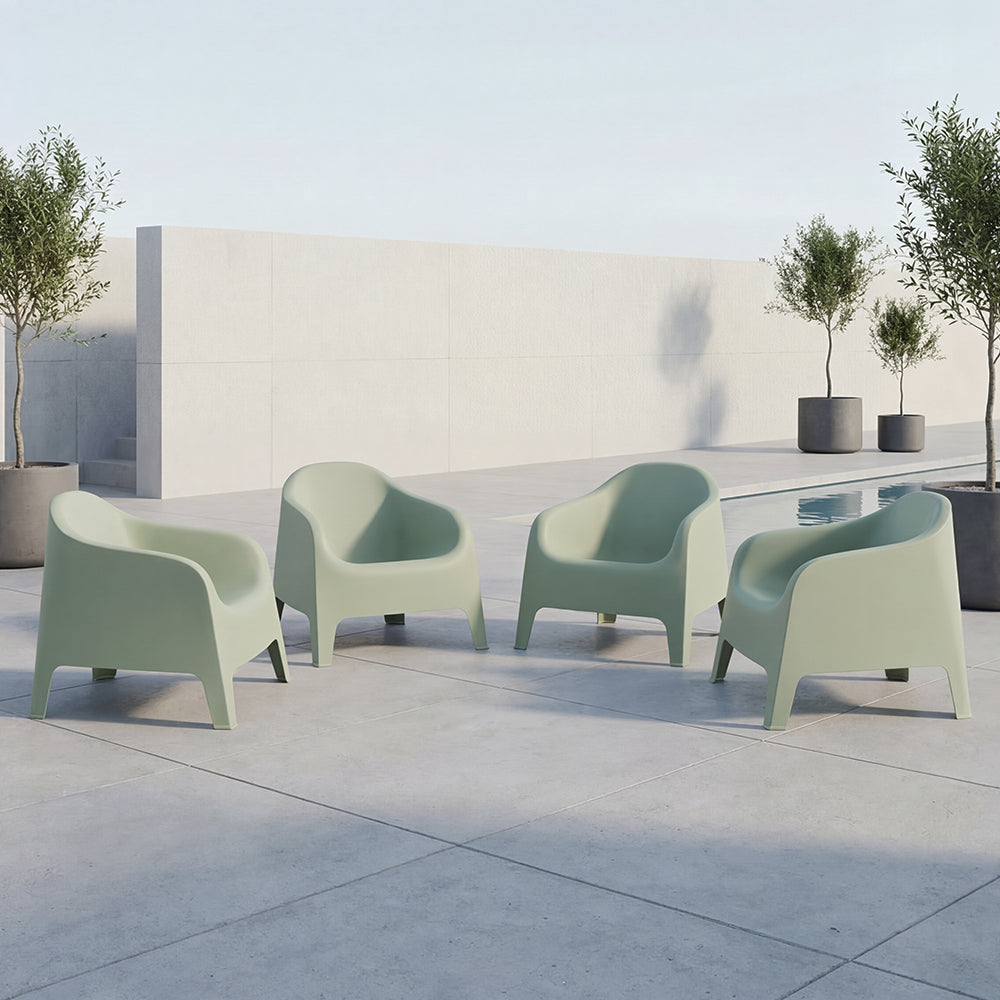 Silla Lounge Sun, Verdematcha, cómoda para terraza o jardín X4